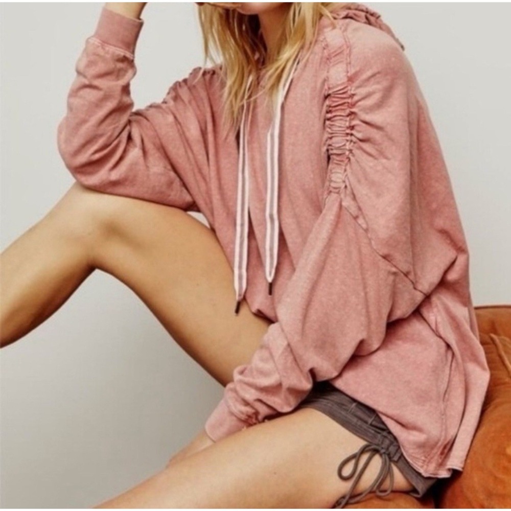 FP‎ Movement Women's Oversized Hoodie Blush Slouchy Sleeves - Size XS
